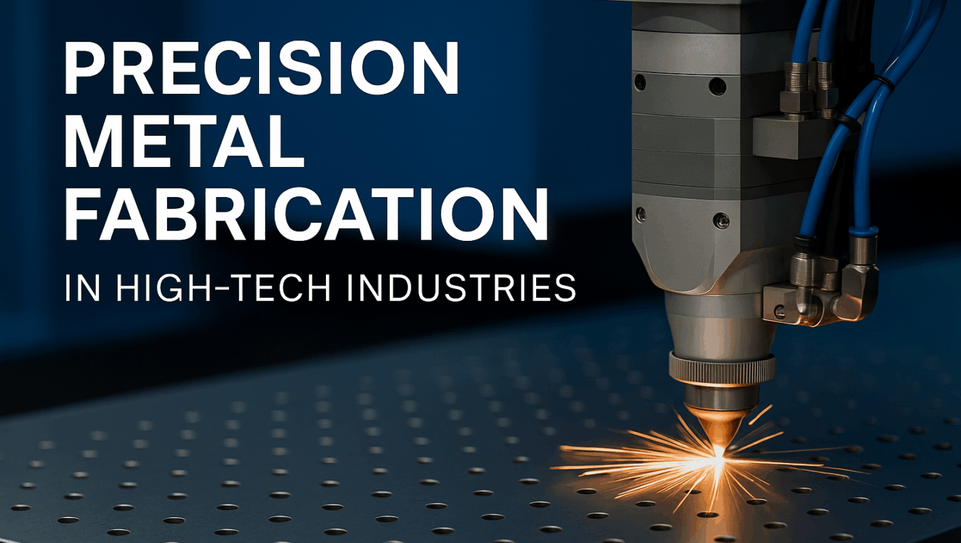 A high-tech metal fabrication facility with CNC machines and laser cutters in operation, symbolizing precision in the metal industry.