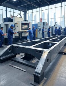 Morshedi metal fabrication factory | on-time delivery of steel components | advanced CNC machinery | Dubai construction project | skilled workforce