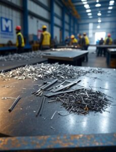 Hidden costs in metal fabrication shown with material waste and rework in a busy industrial workshop at Morshedi Building Metal Products Manufacturing LLC, GCC region 